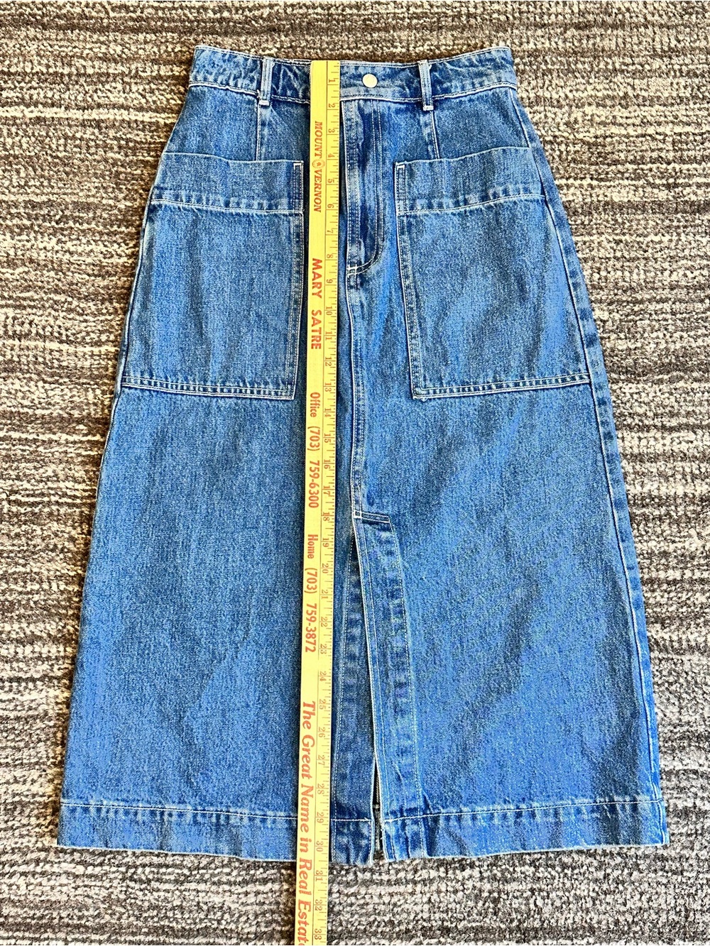 GAP Denim A-line Midi Skirt Size 0 Utility Pocket High Waist Medium Blue Wash - Picture 13 of 15